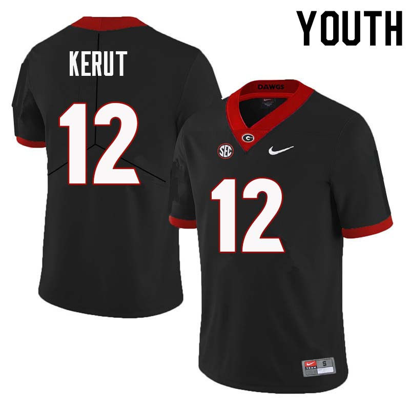 Youth Georgia Bulldogs #12 Christian Kerut College Football Jerseys Sale-Black - Click Image to Close
